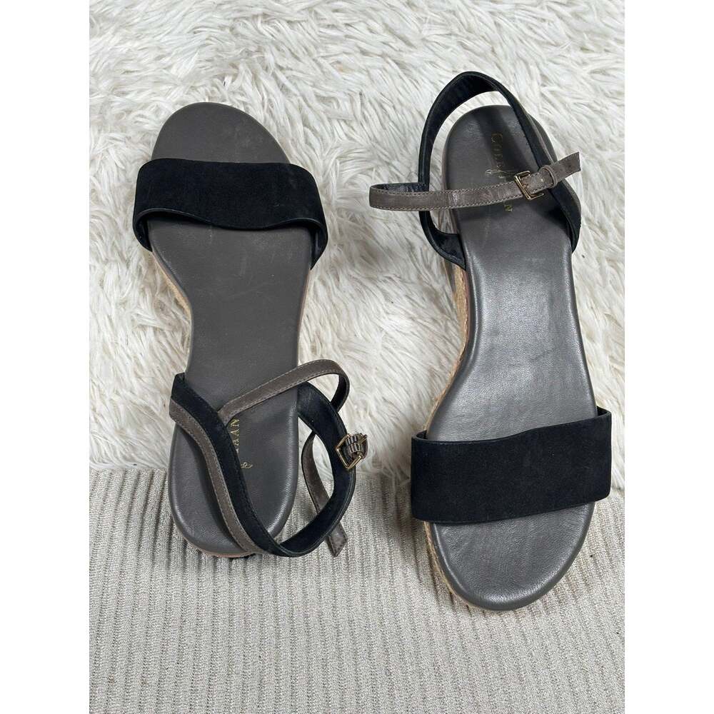 Cole Haan Sandals Arden Wedge Womens Size 9B Black Leather Shoes